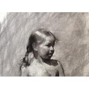 Study of a girl, charcoal